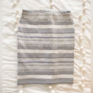 LOFT White and Blue Pencil Skirt